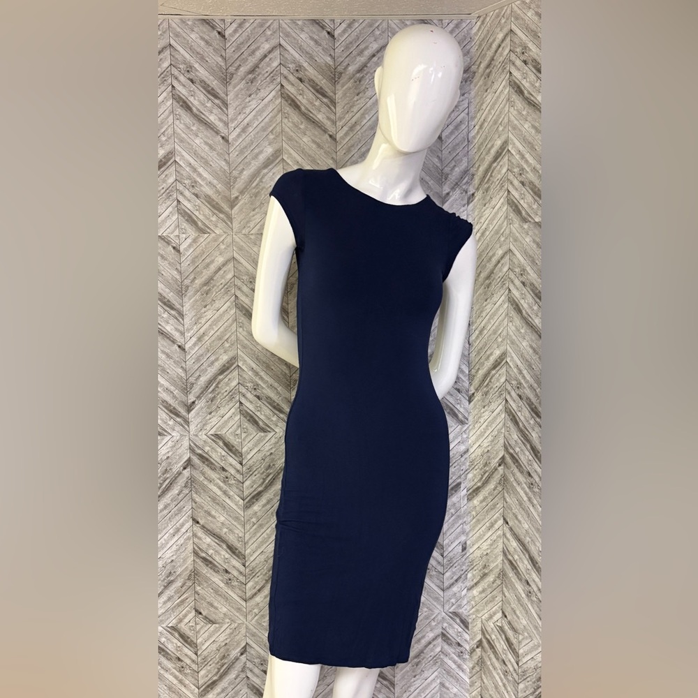 Velvet Torch Elegant Navy Midi Dress, cotton blend/strechy size